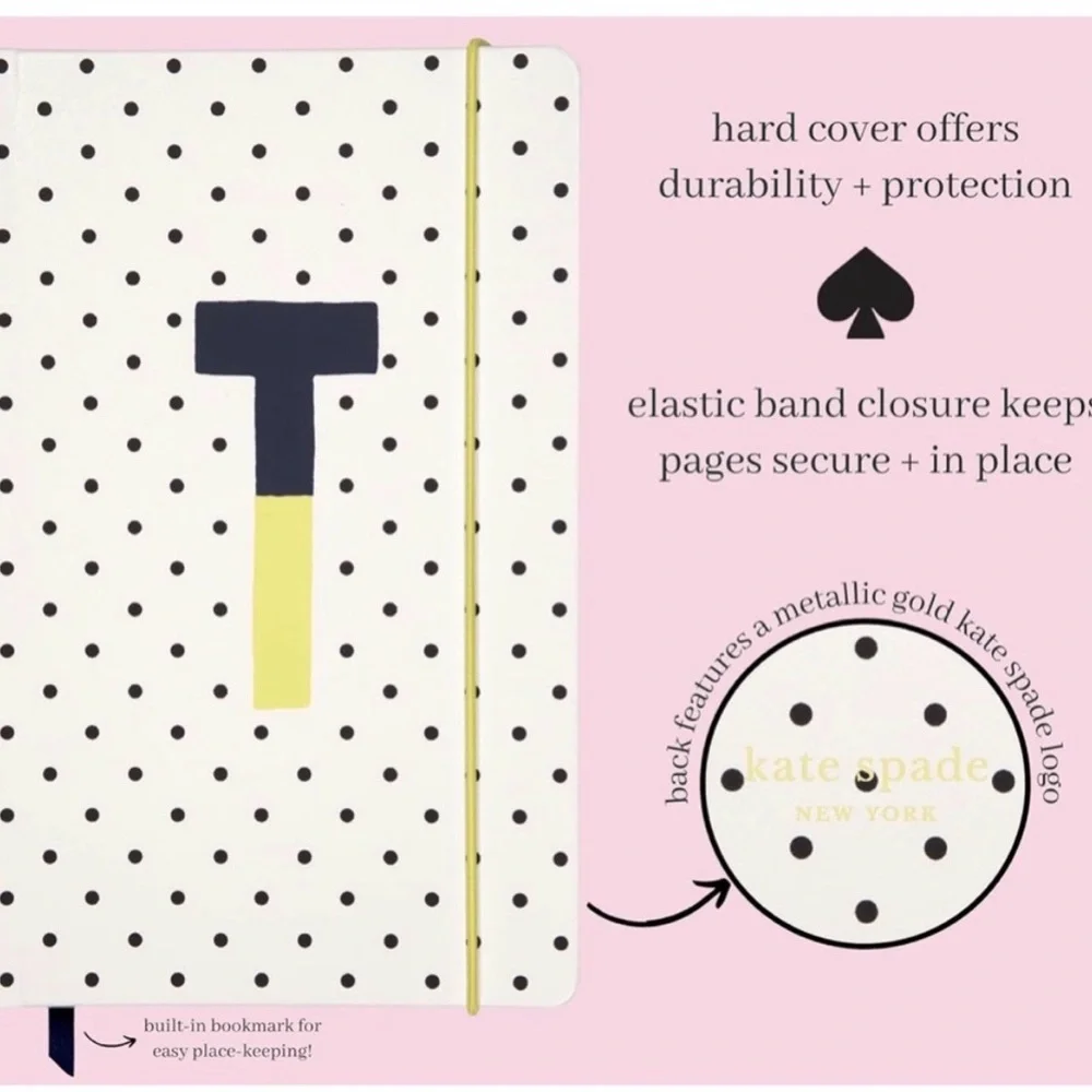 Kate Spade Take Note Large Leatherette Initial “T (Yellow)” Notebook